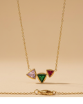 Tri-Color Crystal Gold Pendant Necklace for Women