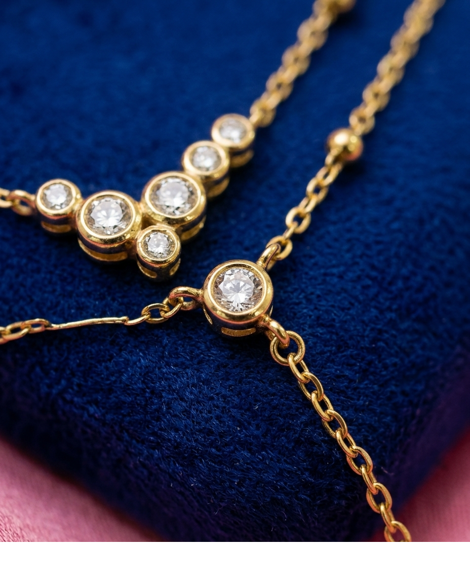 Layered Diamond Drop Gold Necklace for Women
