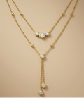 Layered Diamond Drop Gold Necklace for Women