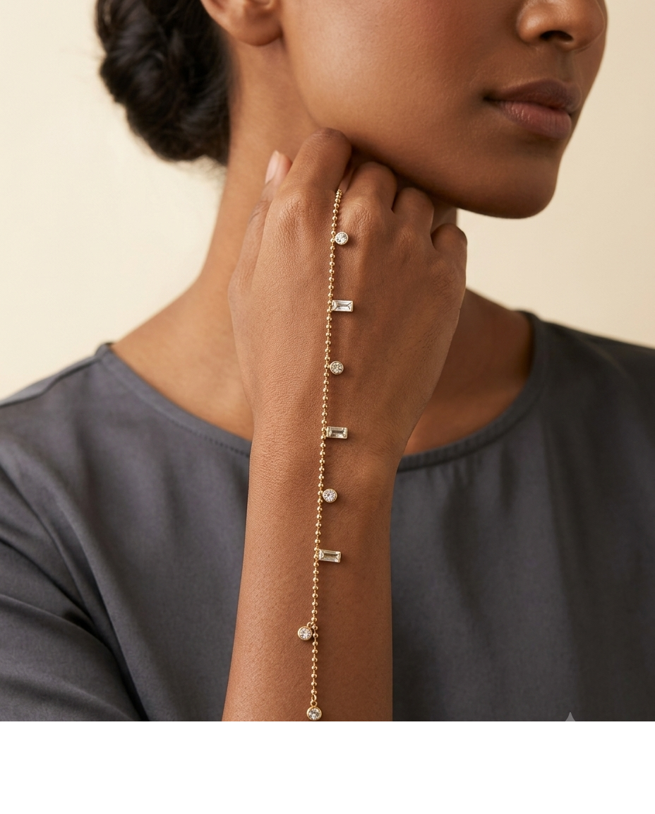 Gold Geometric Crystal Chain Bracelet