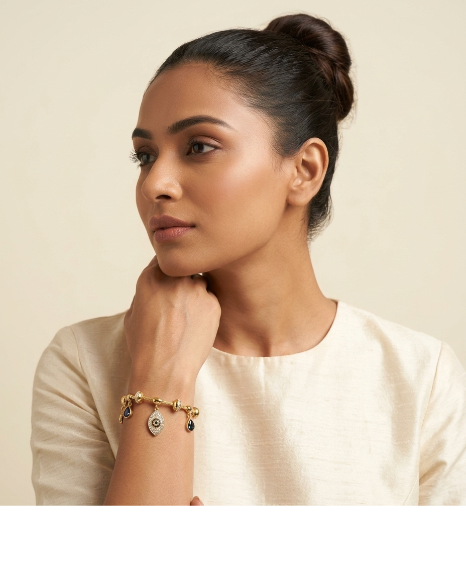 Crystal Evil Eye Gold Rope Bracelet for Women