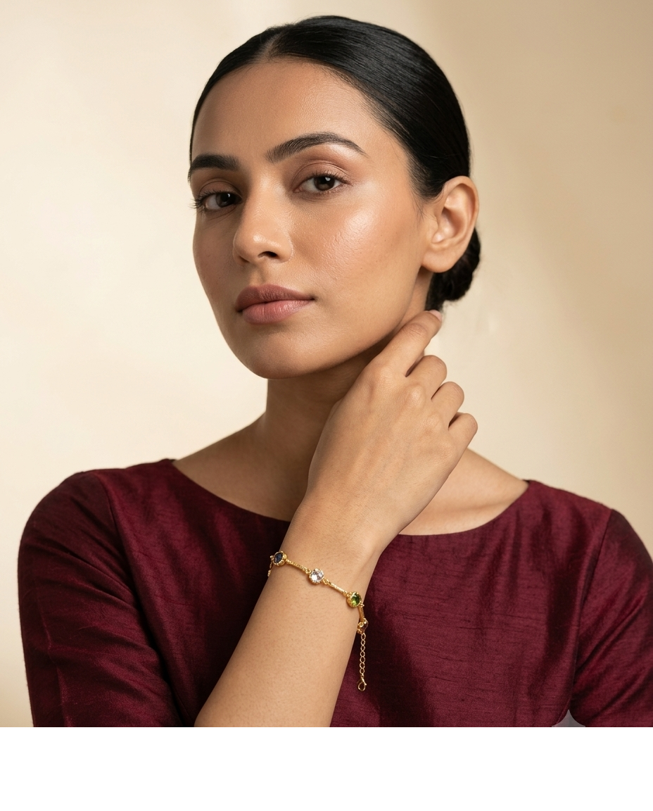 Multicolor Gemstone Gold Bracelet for Women