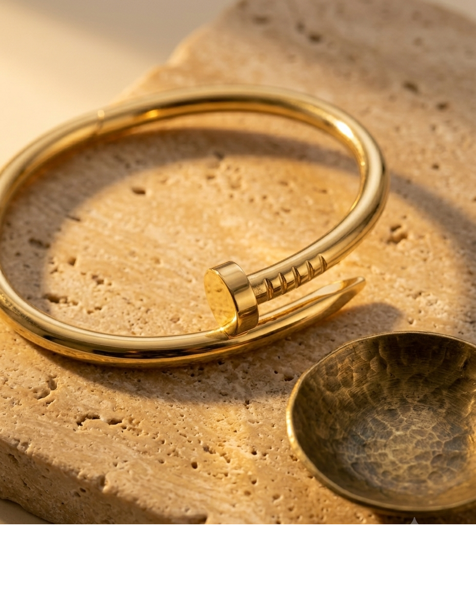 Gold-Tone Minimalist Designer Bangle for Women