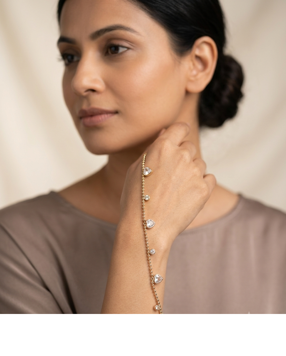 Crystal Drop Bead Chain Bracelet