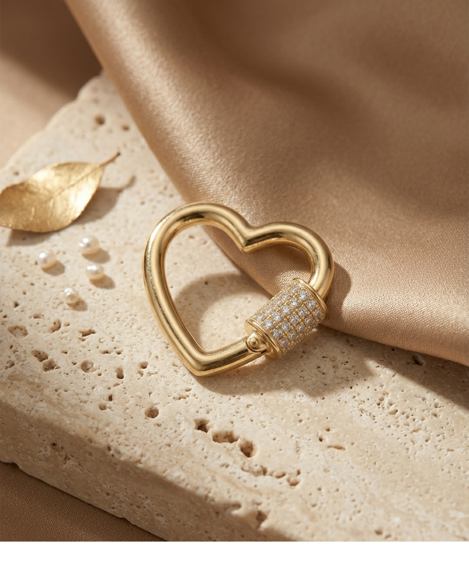 Gold Heart Lock Statement Hoop Earrings with Crystal Detail for Women