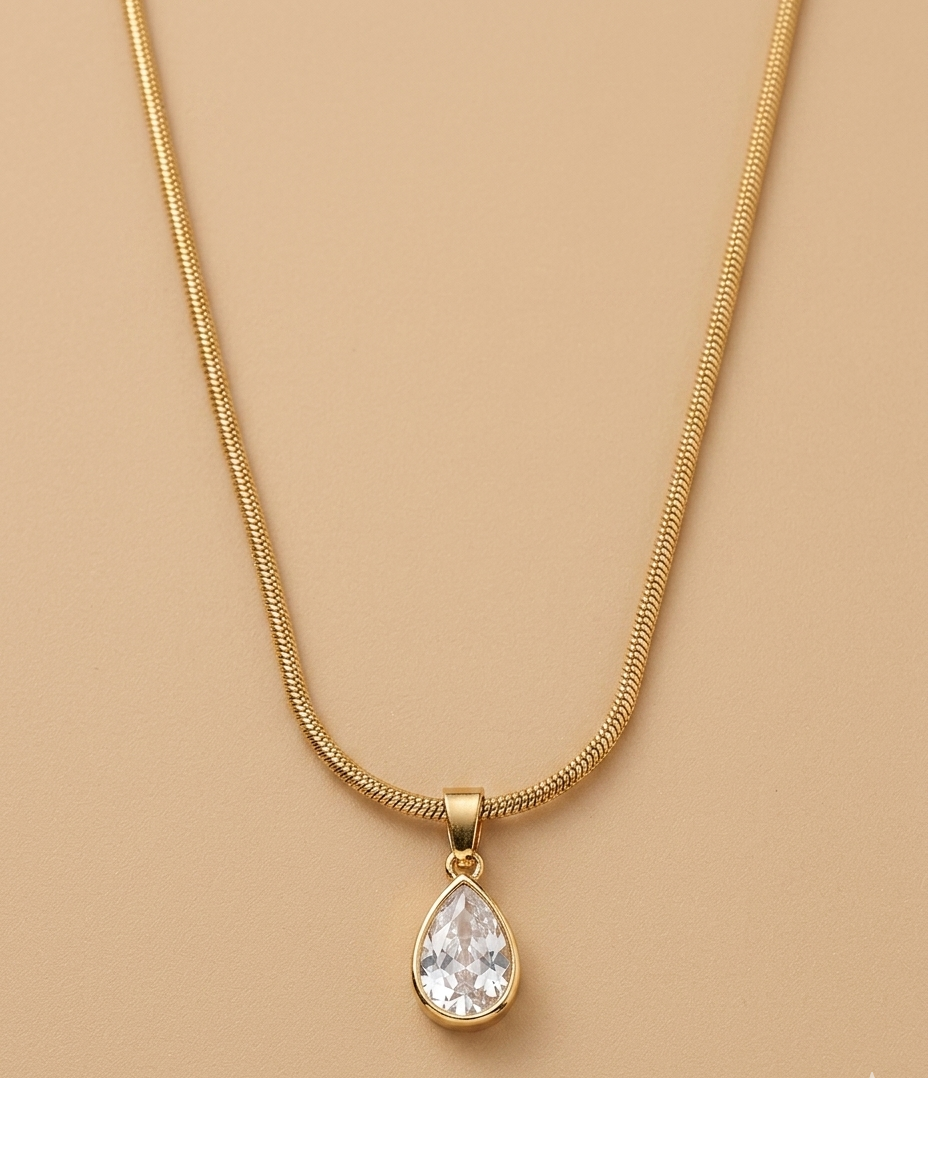 Classic Teardrop Crystal Pendant Necklace