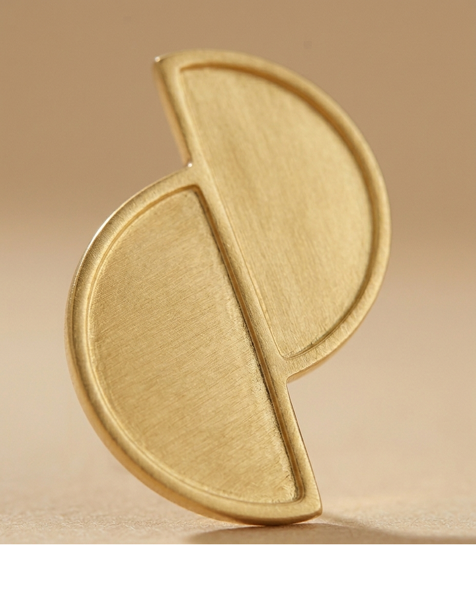 Abstract Gold Half-Moon Statement Stud Earrings for Women