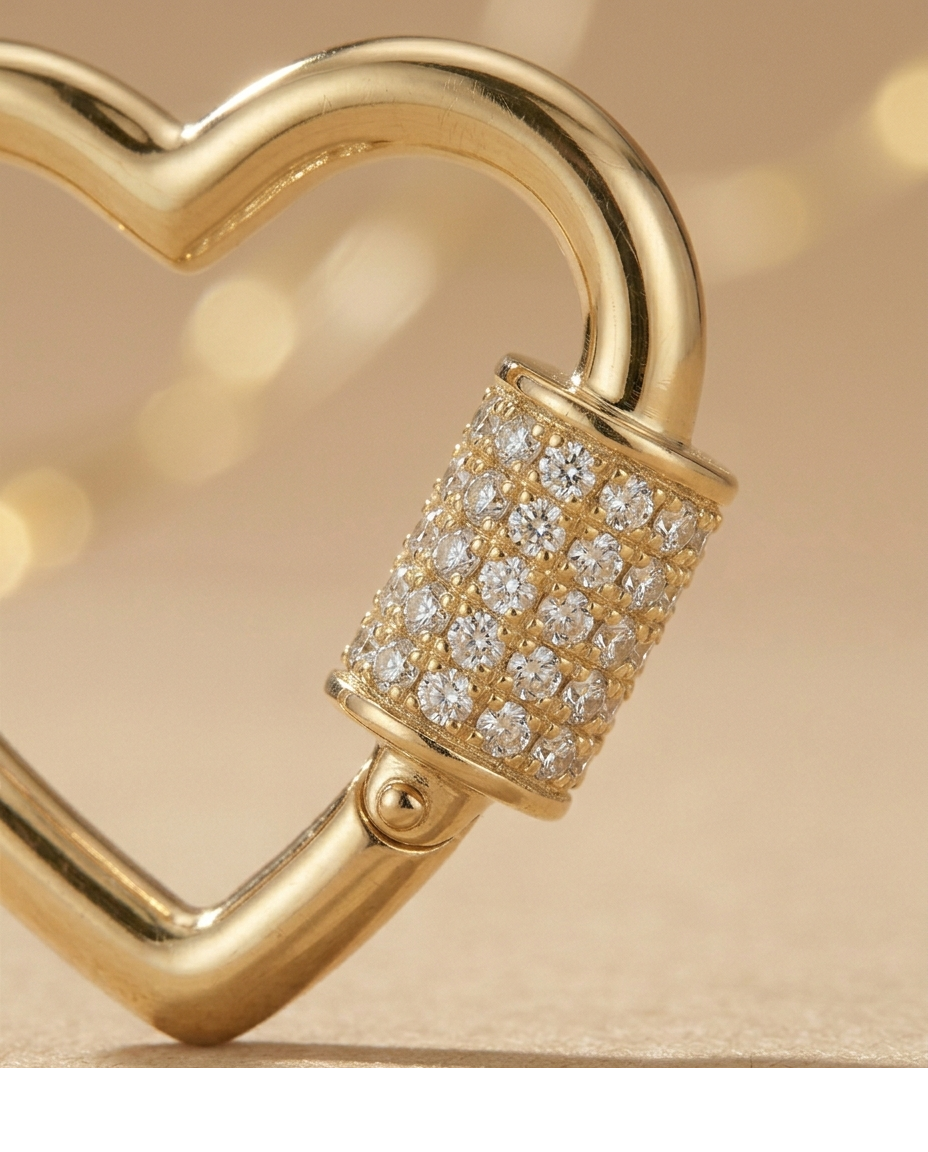 Gold Heart Lock Statement Hoop Earrings with Crystal Detail for Women