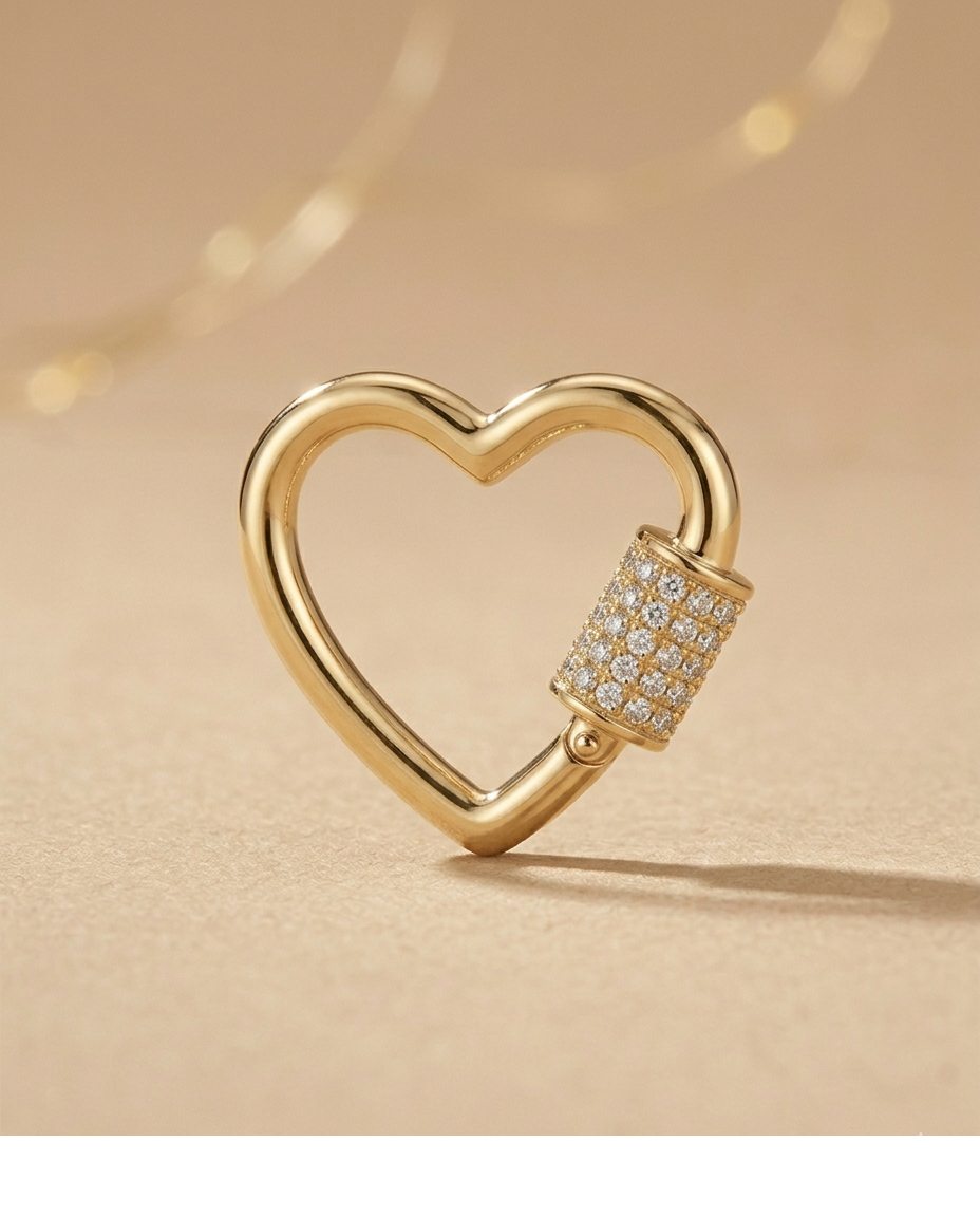 Gold Heart Lock Statement Hoop Earrings with Crystal Detail for Women