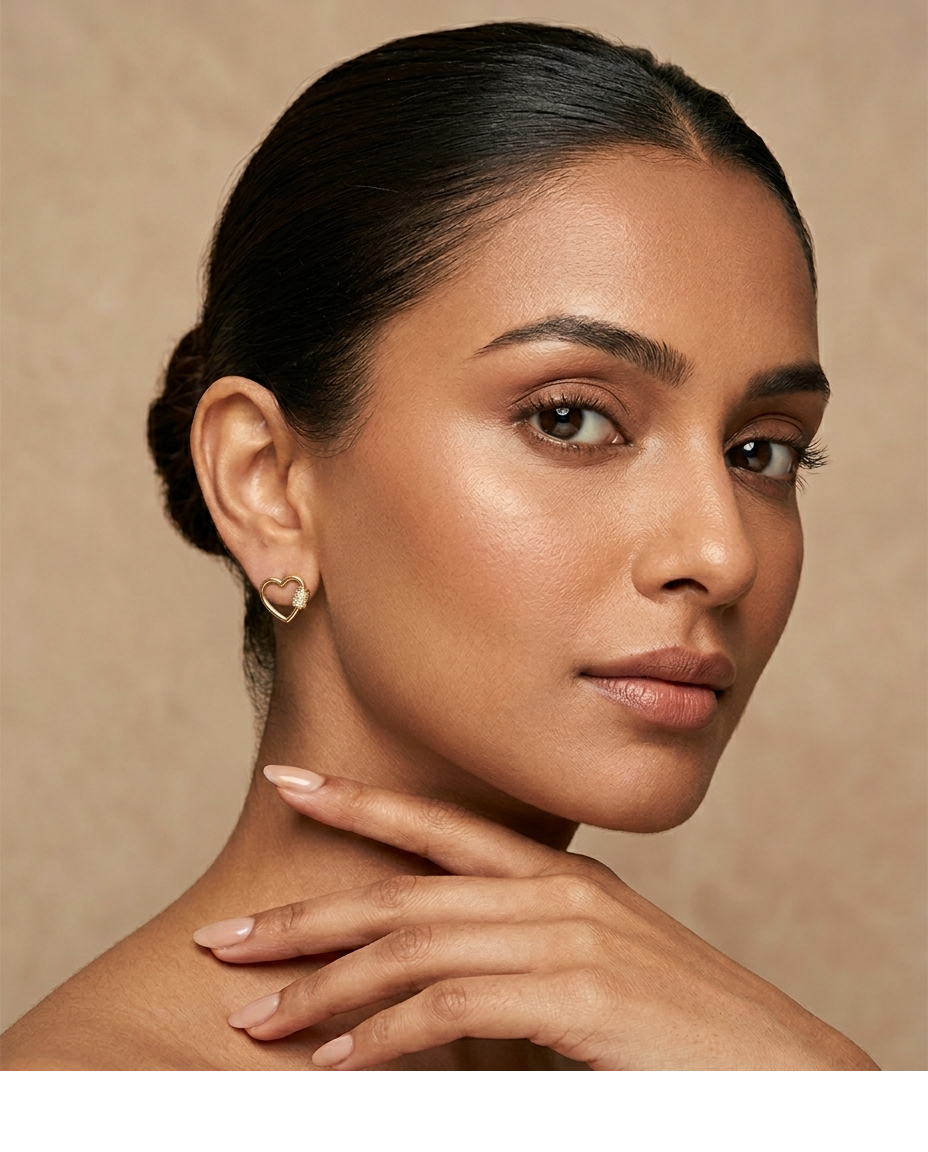Gold Heart Lock Statement Hoop Earrings with Crystal Detail for Women
