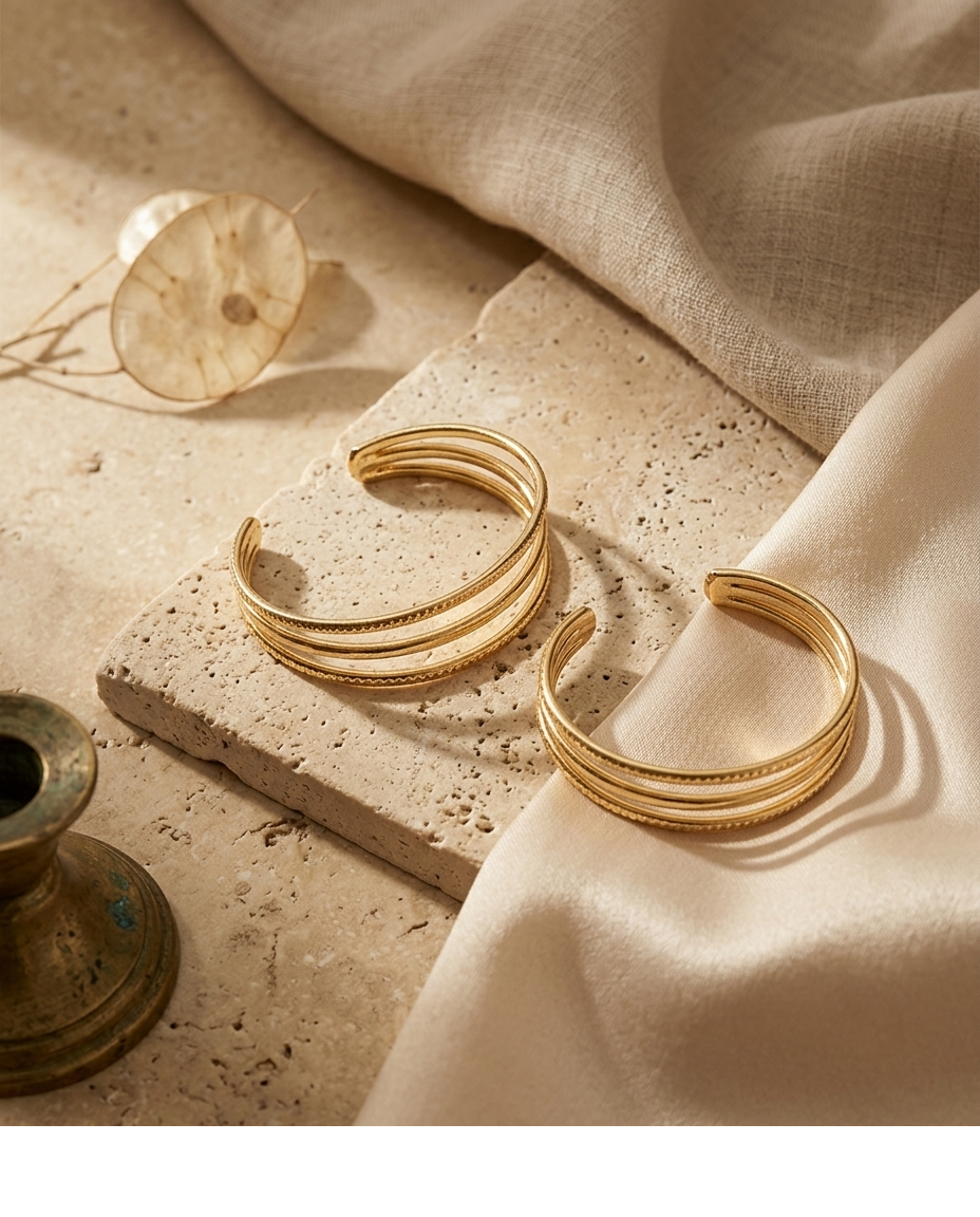 Layered Gold Tone Cuff Earrings for Women