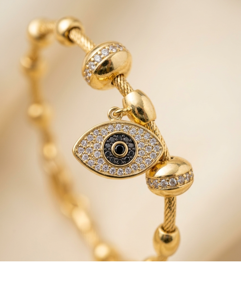 Crystal Evil Eye Gold Rope Bracelet for Women