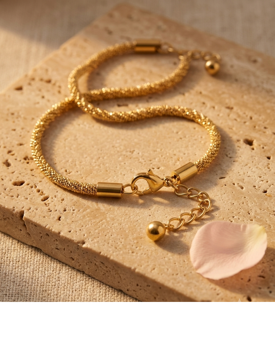Gold Textured Chain Bracelet