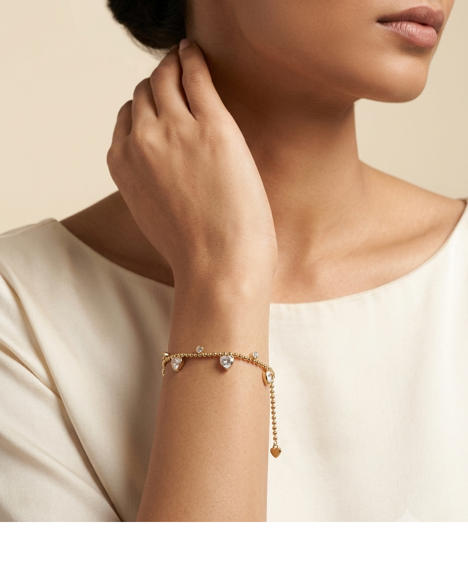 Crystal Drop Bead Chain Bracelet