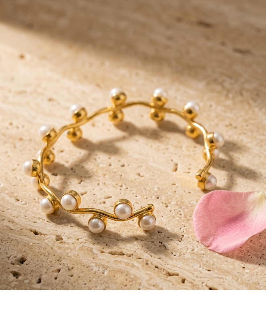 Pearl Cluster Gold Bracelet for Women
