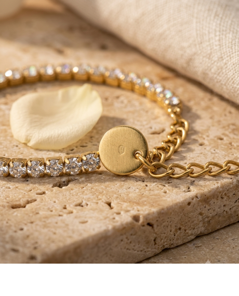 Gold-Tone Crystal Tennis Bracelet for Women