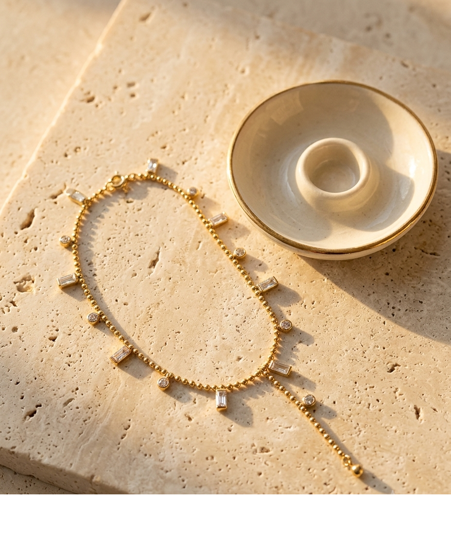 Gold Geometric Crystal Chain Bracelet