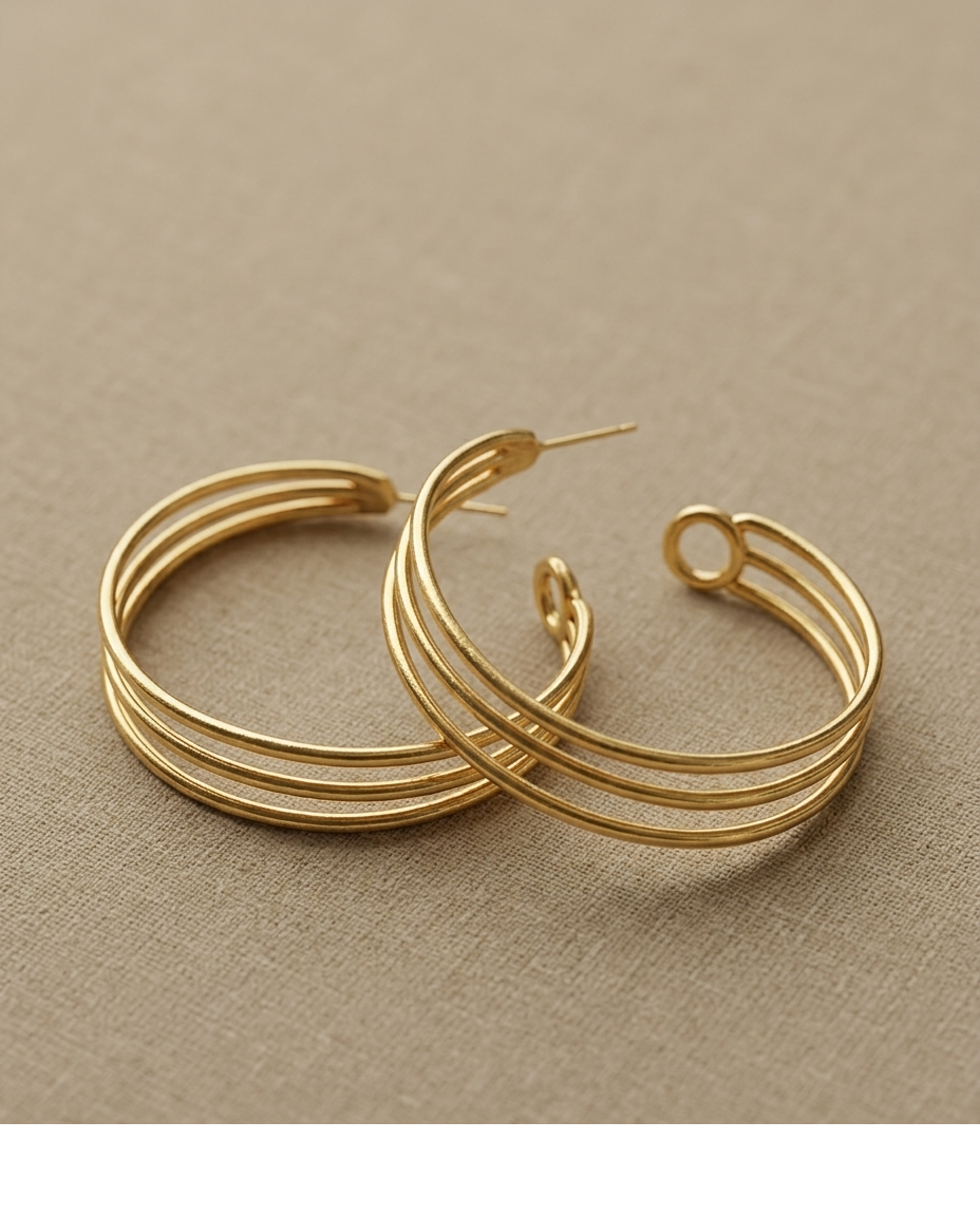 Layered Gold Tone Cuff Earrings for Women