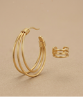Layered Gold Tone Cuff Earrings for Women
