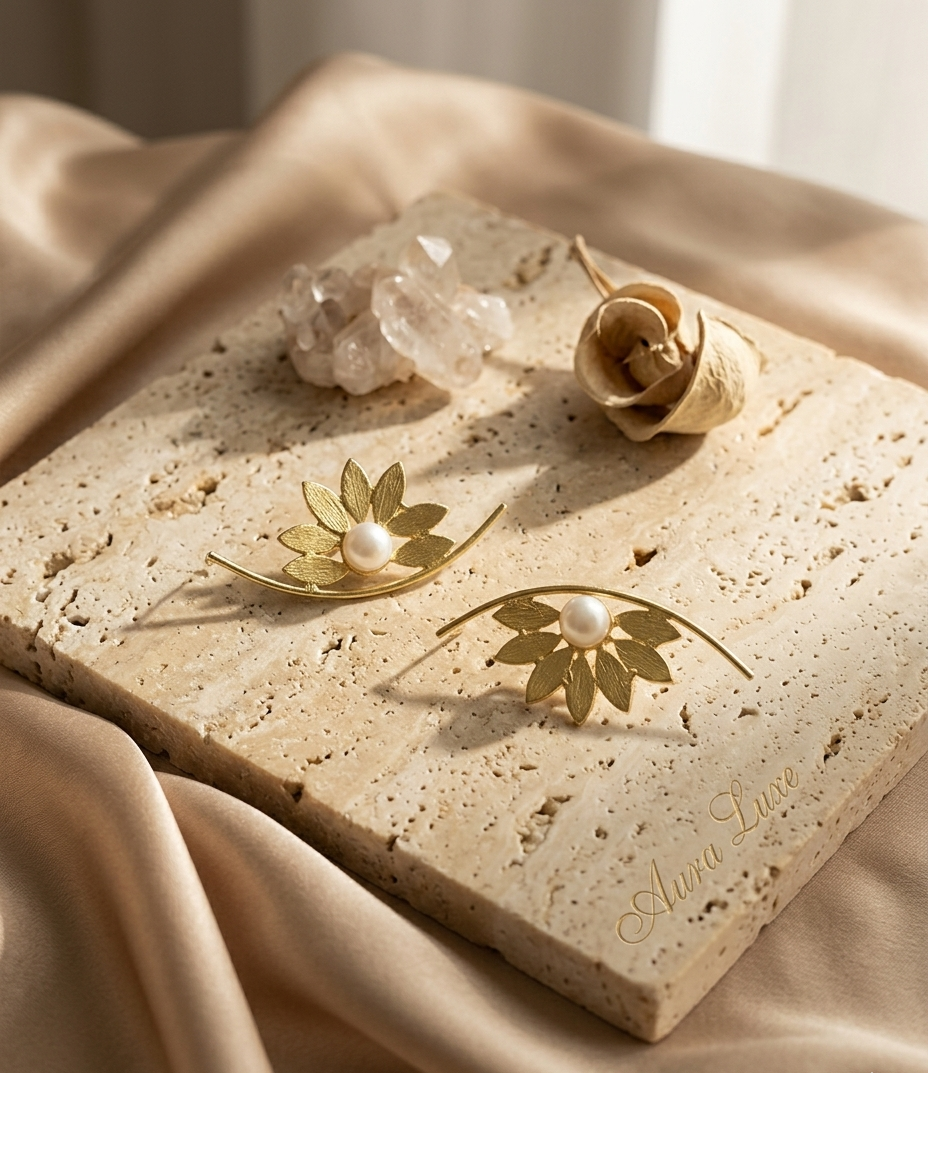 Pearl Flower Ear Cuff Earrings for Women