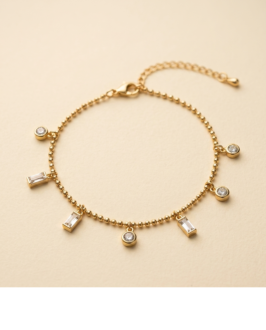 Gold Geometric Crystal Chain Bracelet