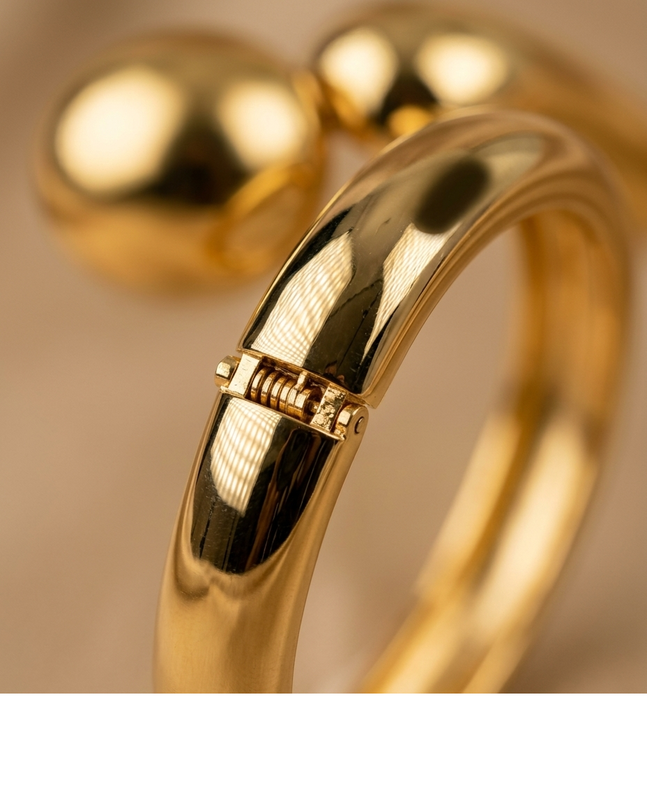 Gold Dome Open Cuff Bangle for Women