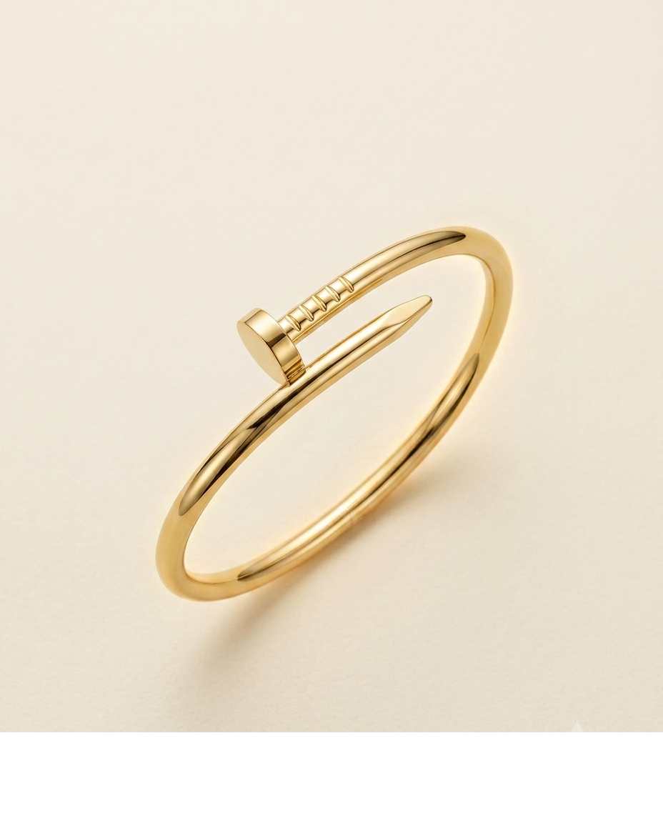Gold-Tone Minimalist Designer Bangle for Women