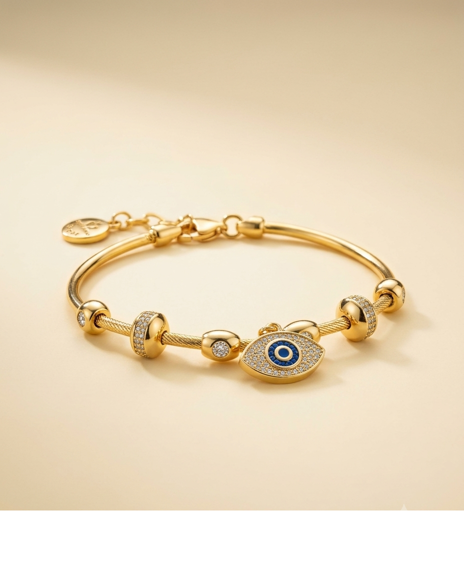 Crystal Evil Eye Gold Rope Bracelet for Women