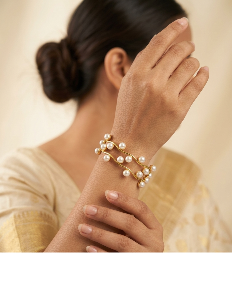 Pearl Cluster Gold Bracelet for Women