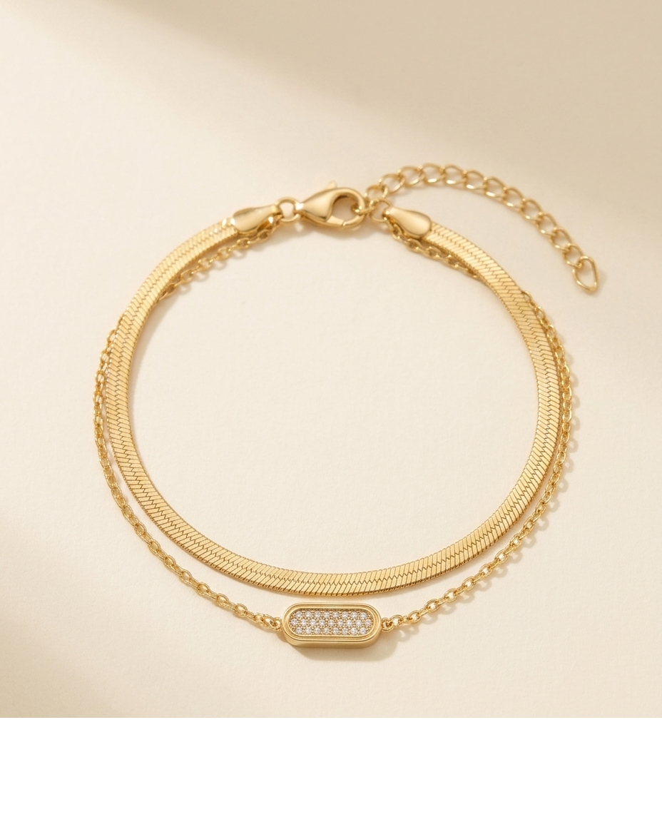 Gold Crystal Bar Adjustable Bracelet