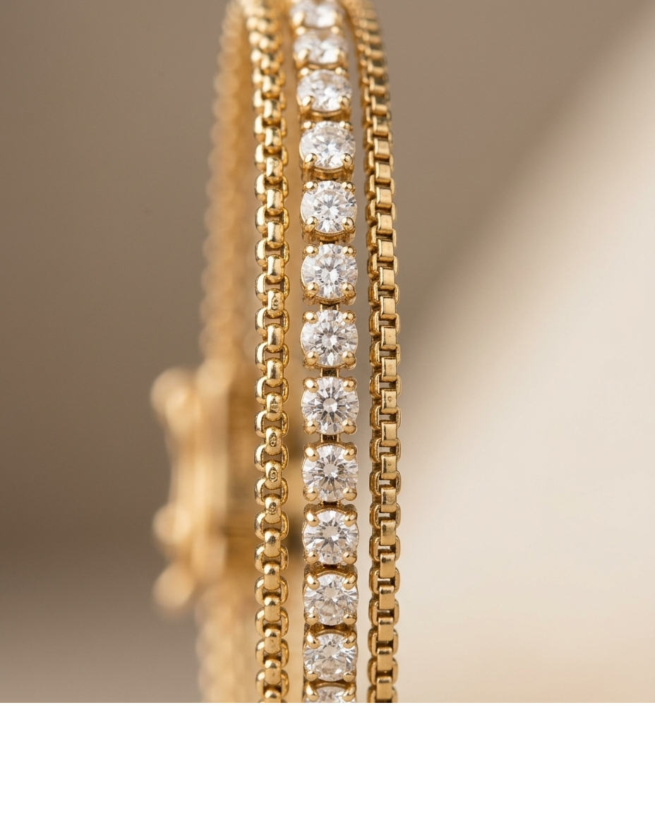Double Chain Crystal Tennis Bracelet