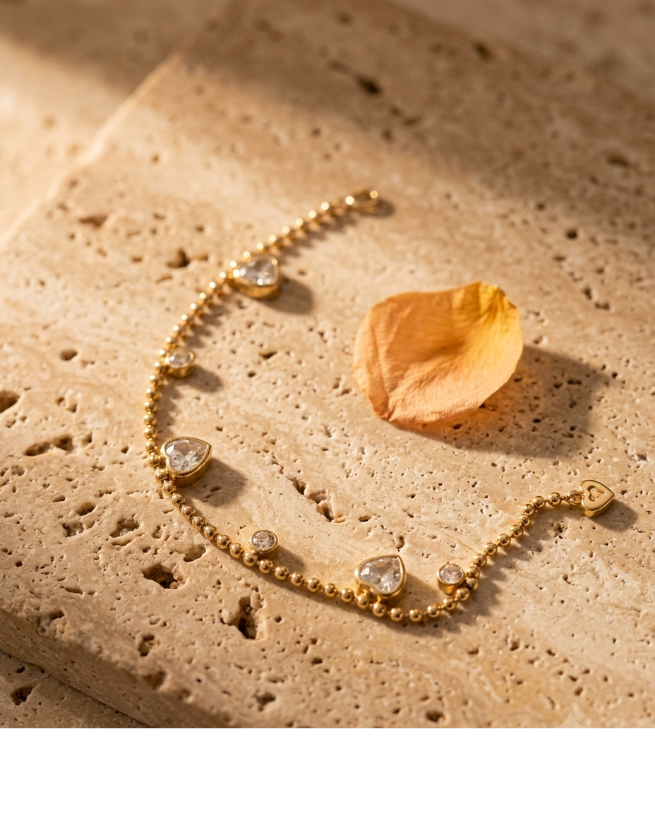 Crystal Drop Bead Chain Bracelet