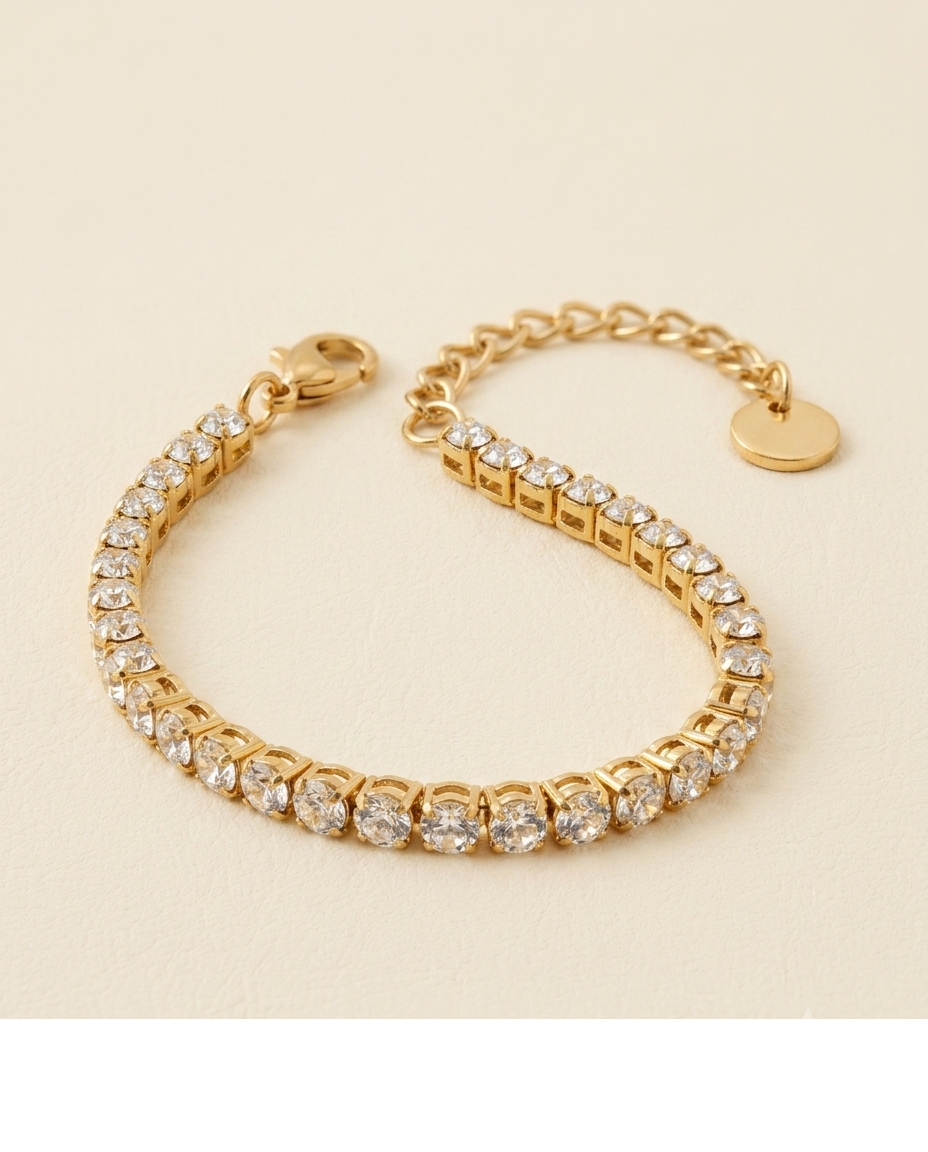 Gold-Tone Crystal Tennis Bracelet for Women