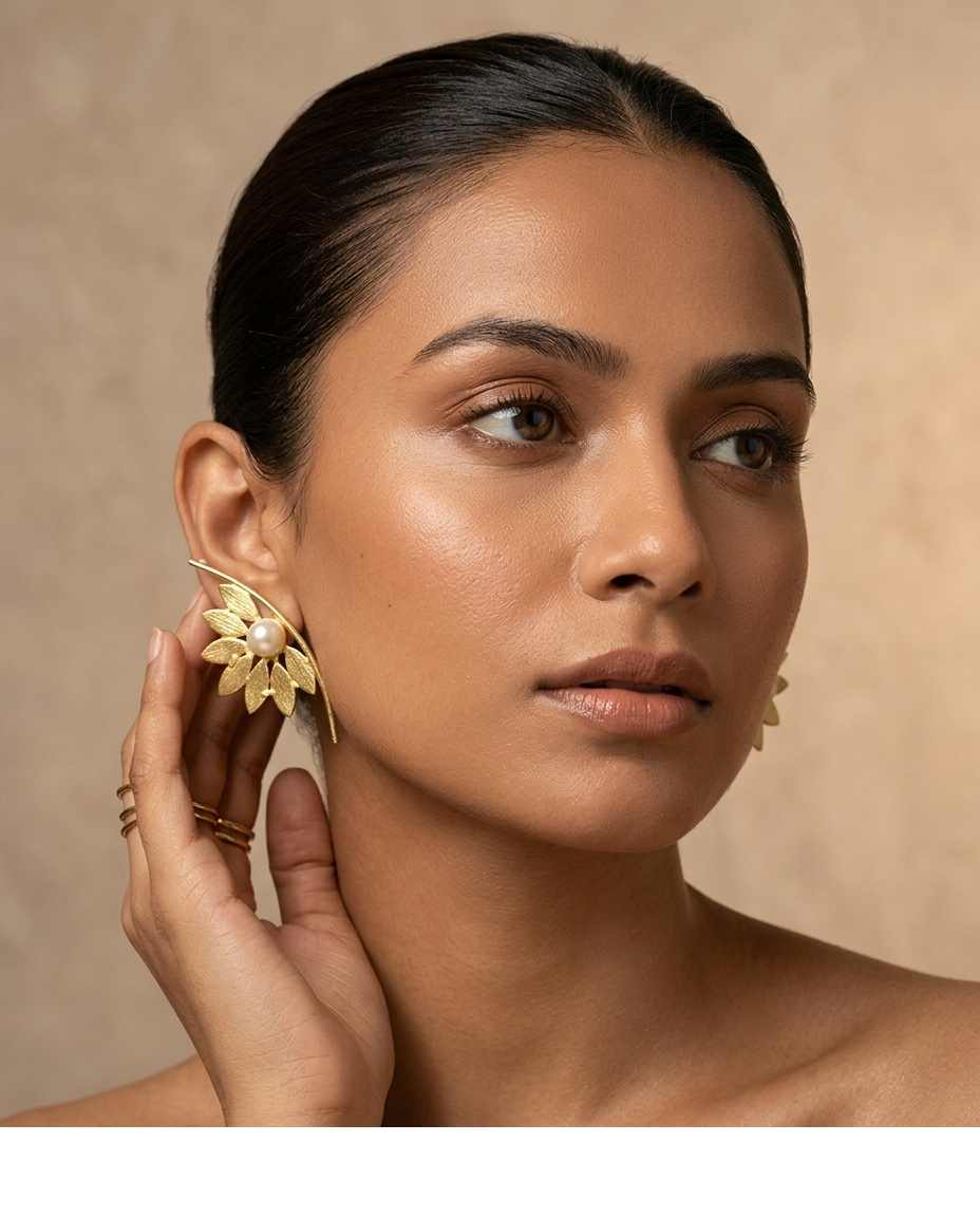 Pearl Flower Ear Cuff Earrings for Women