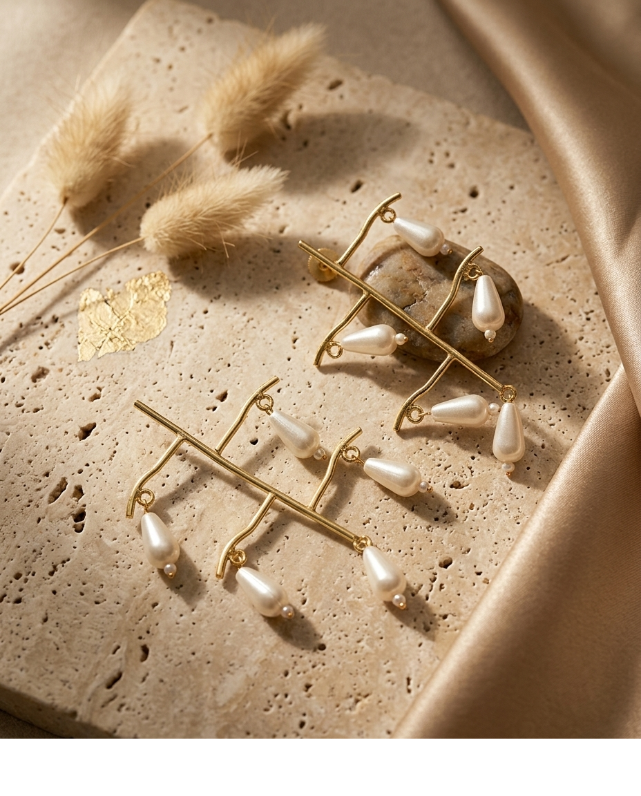 Pearl Drop Crossbar Earrings for Women