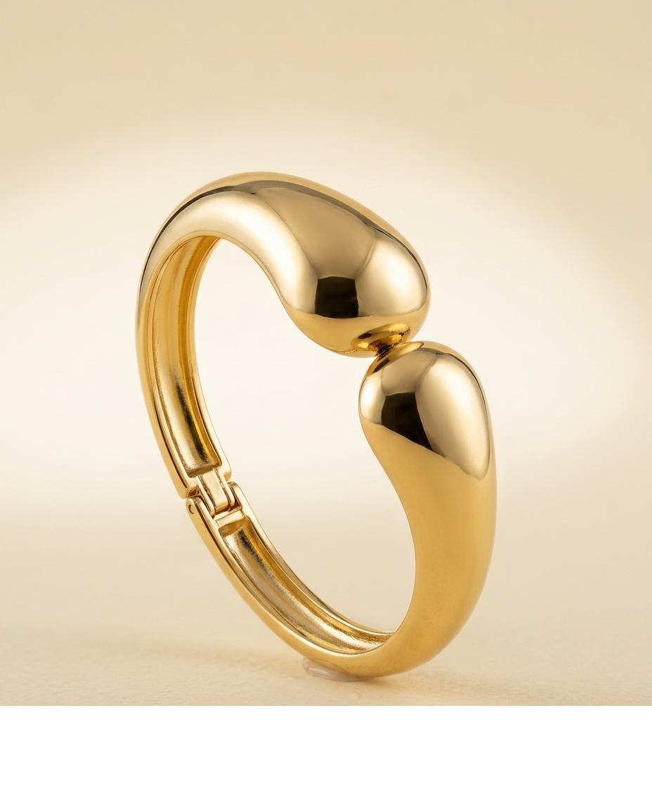 Gold Dome Open Cuff Bangle for Women