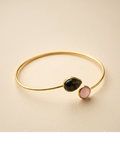 Dual Stone Gold Tone Minimalist Bracelet for Women