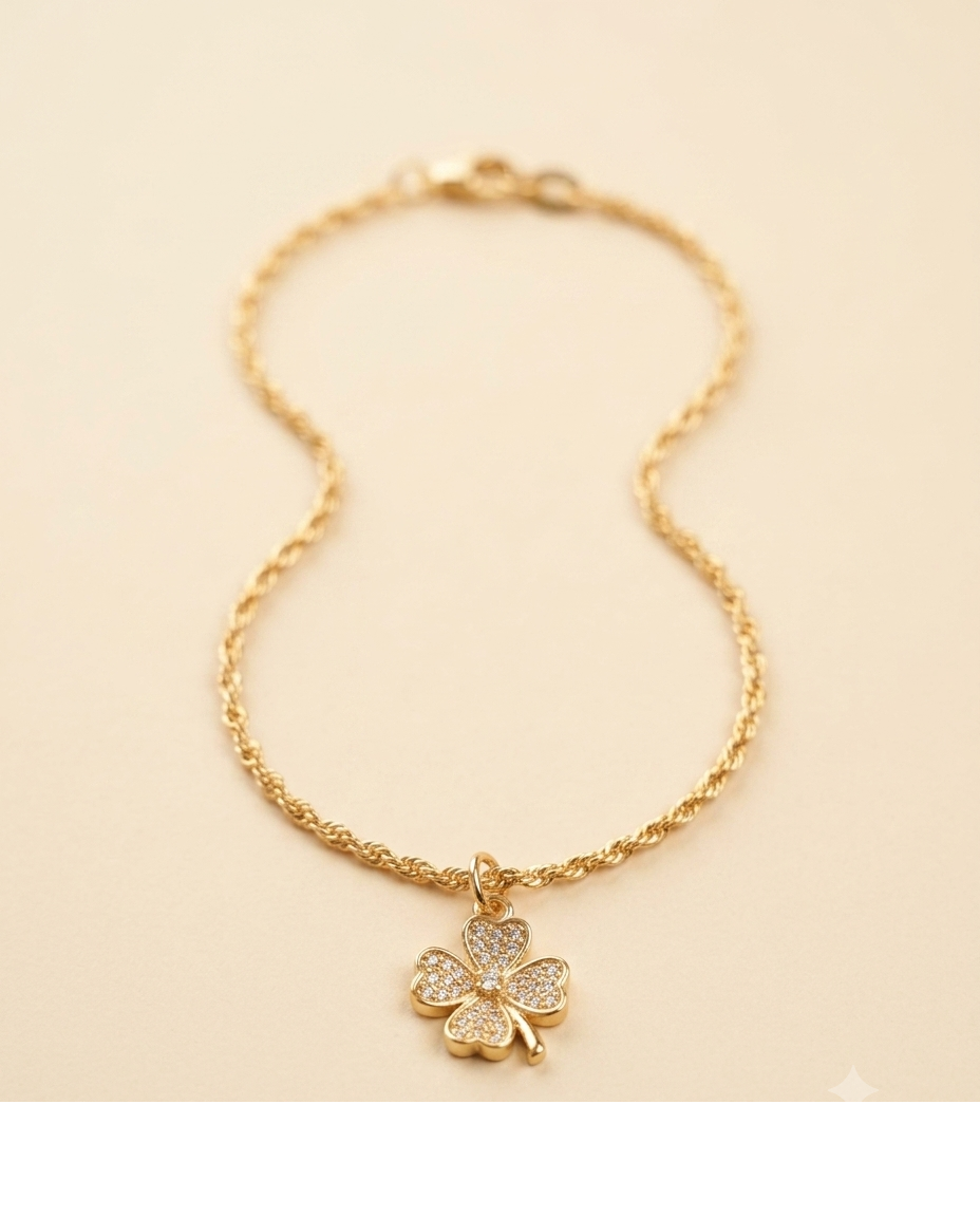 Gold-Tone Floral Charm Chain Bracelet for Women