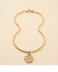 Gold-Tone Floral Charm Chain Bracelet for Women