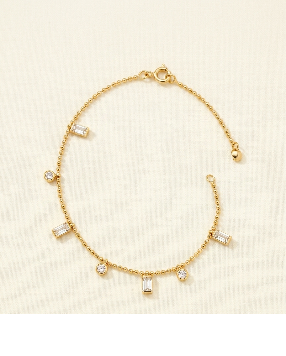 Gold Geometric Crystal Chain Bracelet