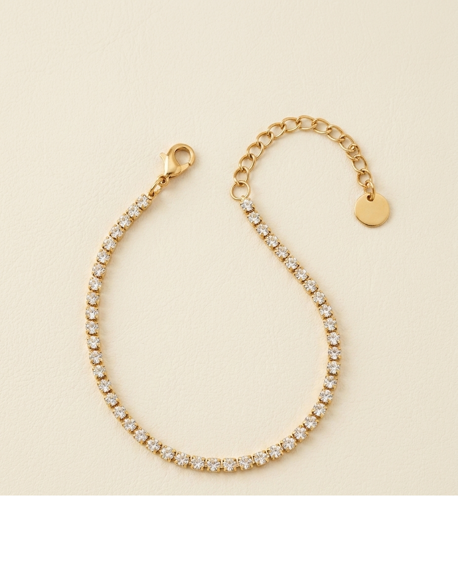 Gold-Tone Crystal Tennis Bracelet for Women
