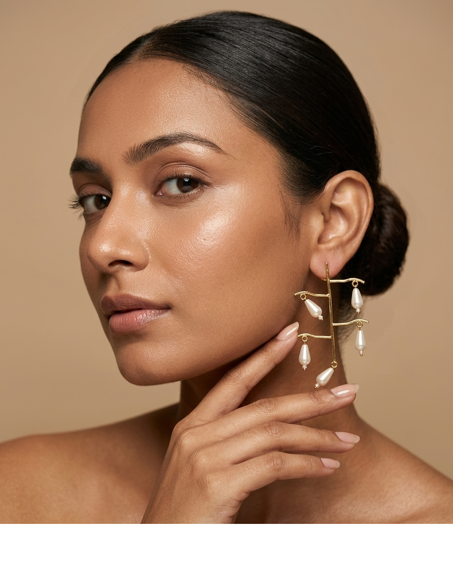 Pearl Drop Crossbar Earrings for Women