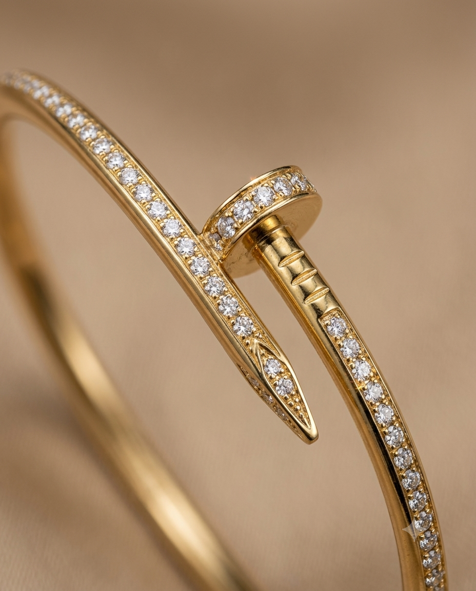 Crystal Studded Gold Open Cuff Bangle for Women