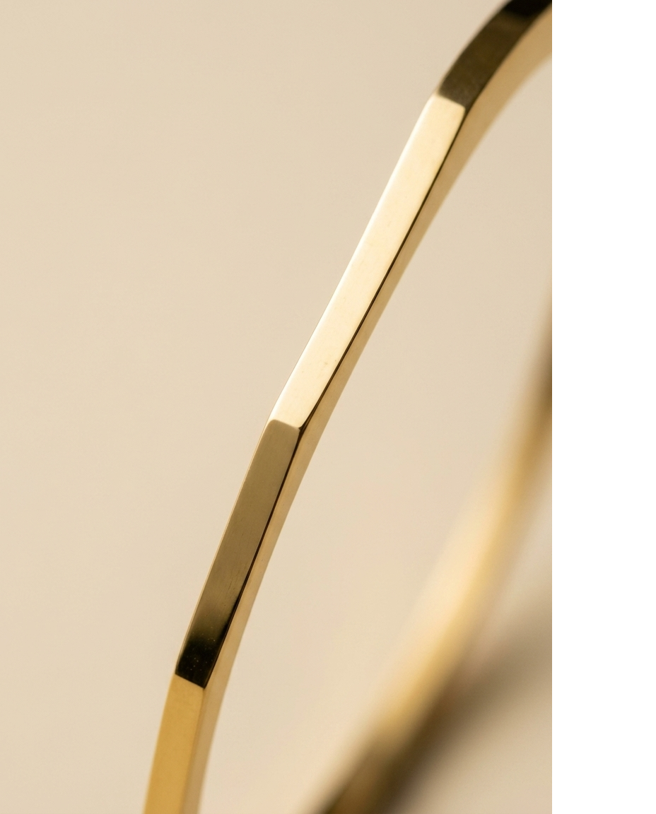 Minimalist Gold-Tone Geometric Bangle for Women