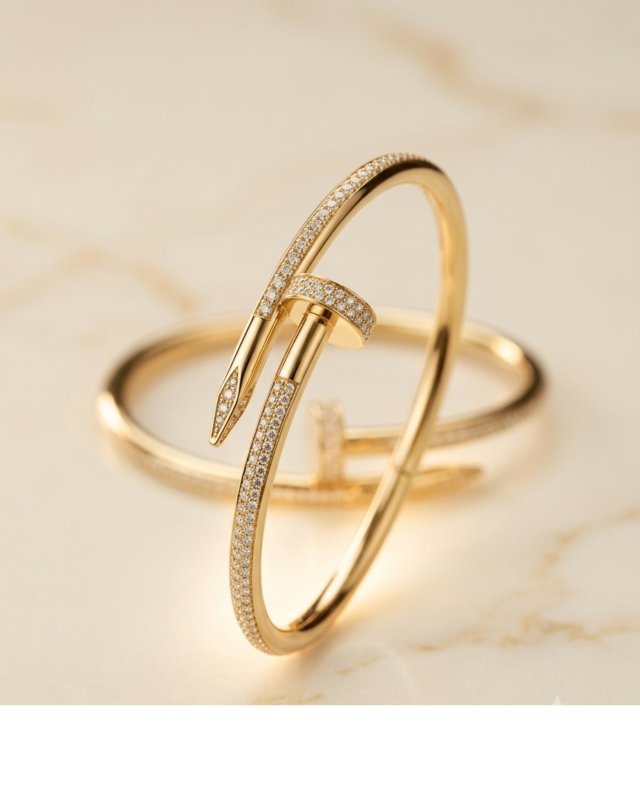 Crystal Studded Gold Open Cuff Bangle for Women