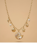 Ocean Treasure Charm Necklace with Shell, Turtle & Pearl Charms