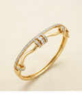 Crystal Embellished Gold Open Cuff Bangle for Women