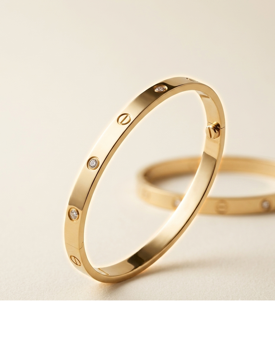 Gold Screw Motif Crystal Bangle Bracelet Set for Women