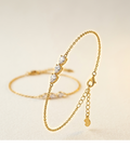 Triple Heart Crystal Gold Bracelet for Women