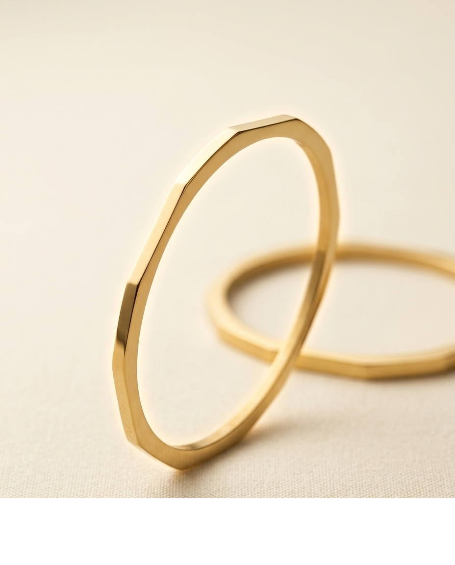 Minimalist Gold-Tone Geometric Bangle for Women